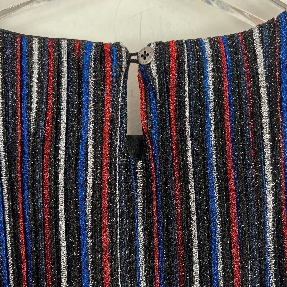 Tommy Hilfiger Metallic Sparkly Stripe Ruffle Dress Girl's Size Large L 12/14 W1 - Picture 11 of 11